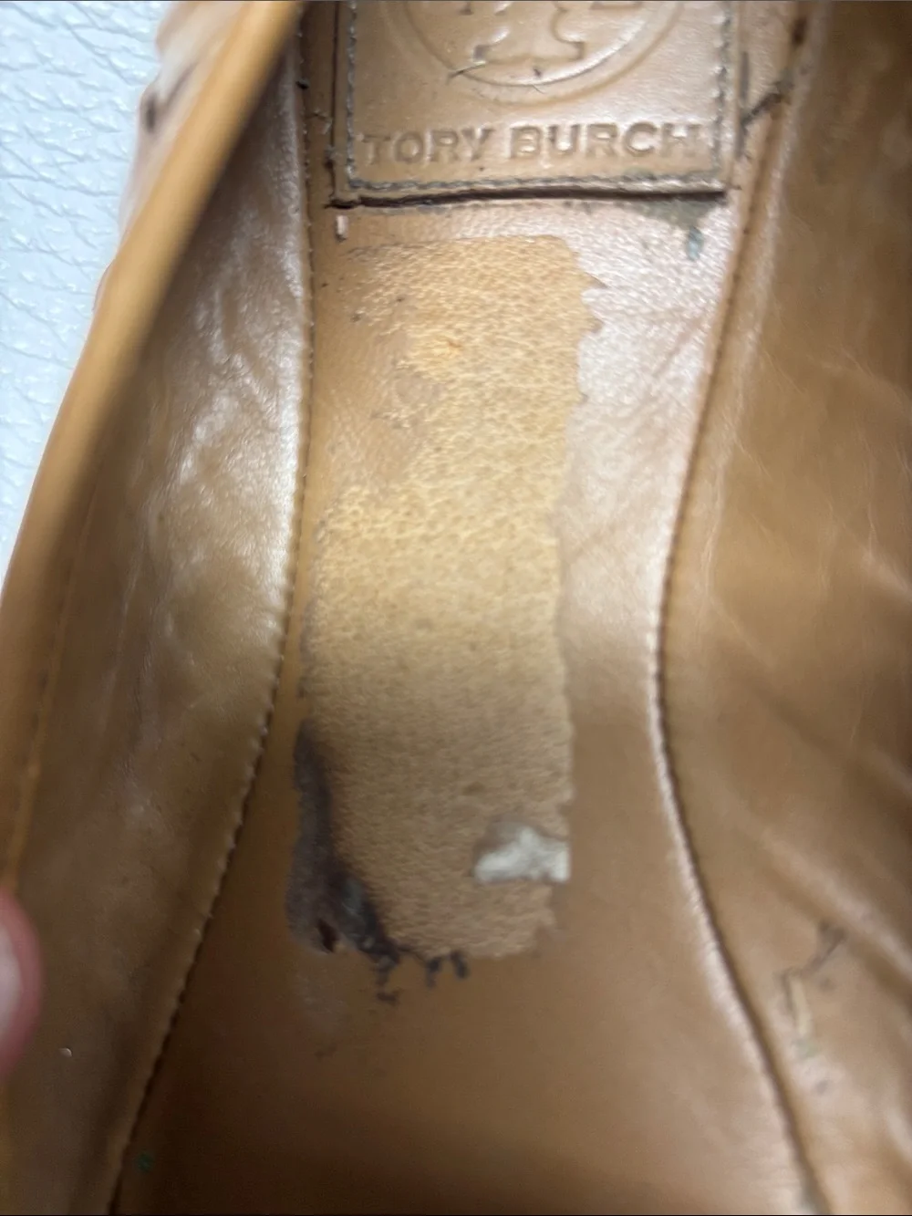 Tory Burch Caramel Woven Patent Leather Ballet Flats